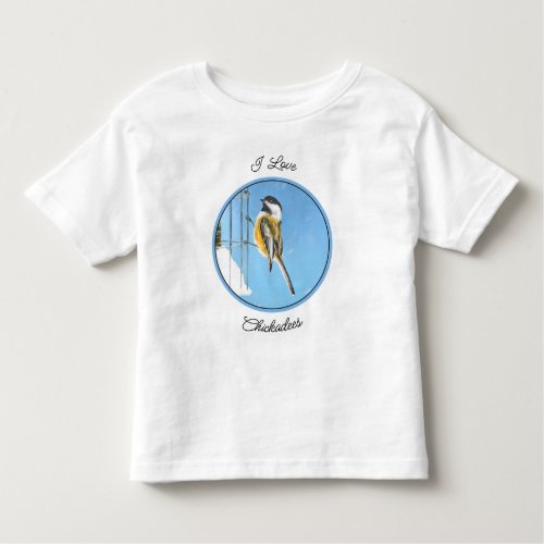 Chickadee on Feeder Painting _ Original Bird Art Toddler T_shirt