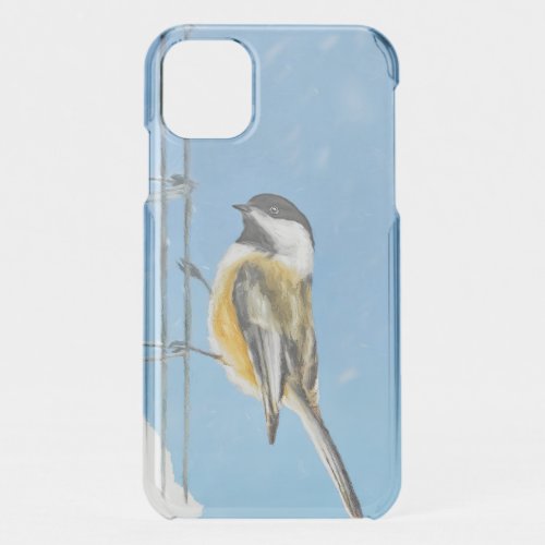 Chickadee on Feeder Painting _ Original Bird Art iPhone 11 Case