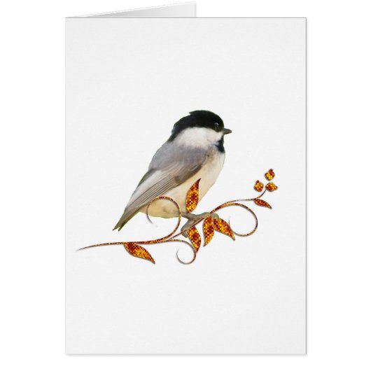 Chickadee on Jeweled Leaves Cards (Front)