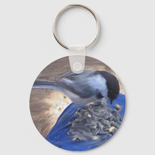 "Chickadee on my Knee" Keychain (Front)
