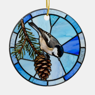 Chickadee on Pinecone Christmas Tree Ornament