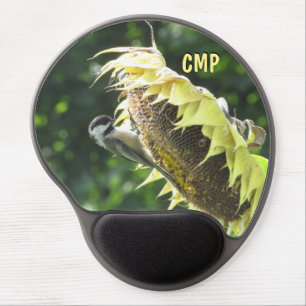 Chickadee On Sunflower eating Seeds Gel Mouse Pad