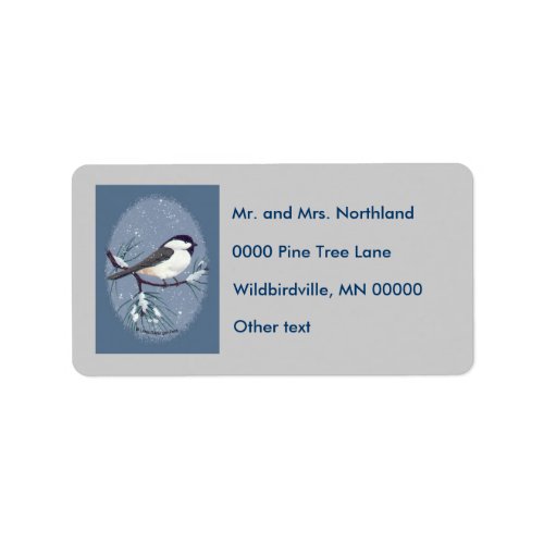 Chickadee Oval Gray Background Label