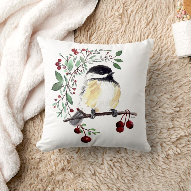 Chickadee Painted Art Throw Pillow (Chickadee Painted Art Throw Pillow from Jenn's Emporium. )