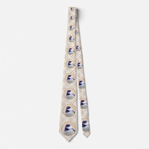Chickadee Painting - Original Bird Art Neck Tie