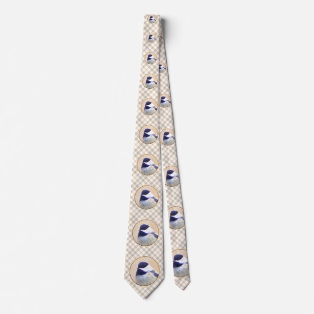 Chickadee Painting - Original Bird Art Neck Tie (Front)