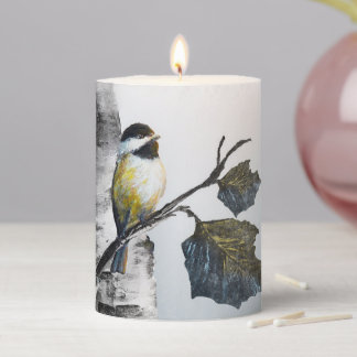 Chickadee Pillar Candle