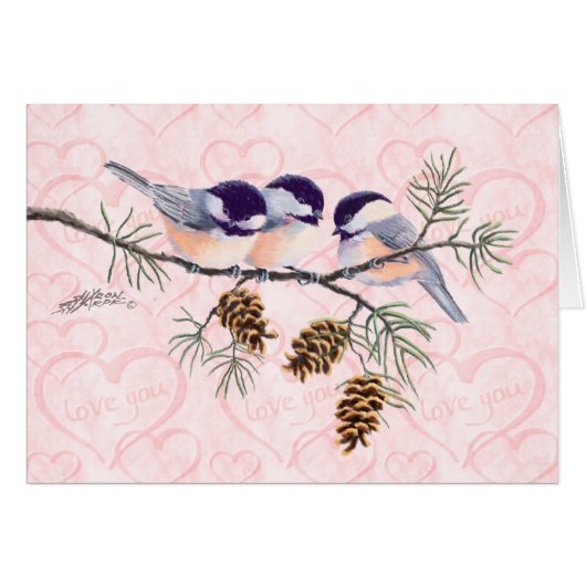 CHICKADEE & PINE CONES by SHARON SHARPE Cards (Front Horizontal)