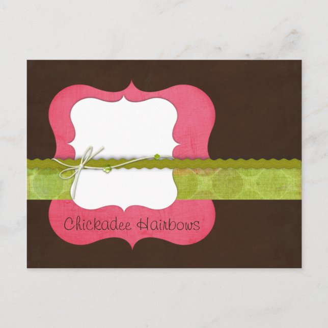 Chickadee {pink} Hairbow Postcard (Front)