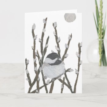 Chickadee  Pussy Willow  Bird Art  Winter  Holiday by BlessHue at Zazzle