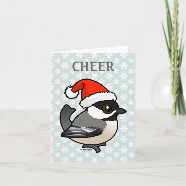 Chickadee Santa Holiday Card (Front)
