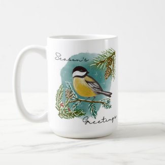 Chickadee Season's Greetings Holiday Coffee Mug