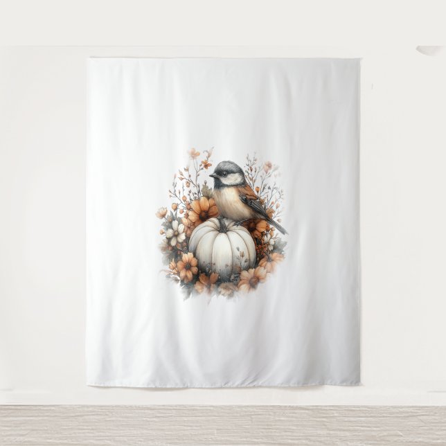 Chickadee Shirt Country Pumpkin Tapestry (Front)