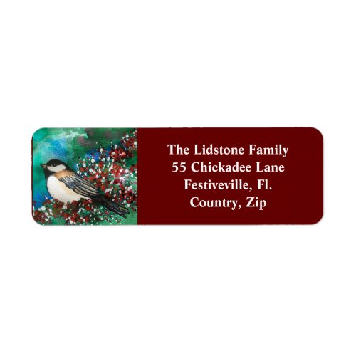 Chickadee Snowberries Christmas Address Labels