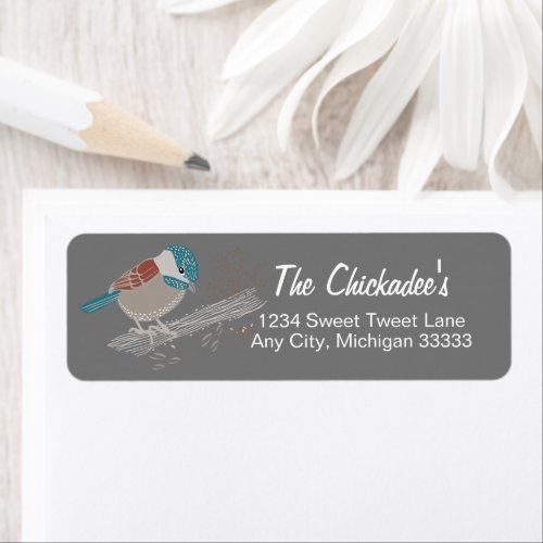 Chickadee Song Bird Gray Art Label