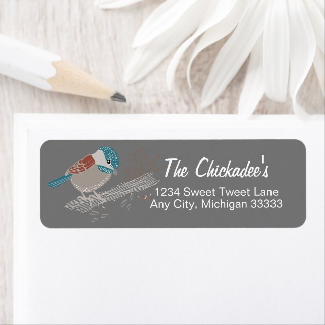 Chickadee Song Bird Gray Art Label (Insitu)