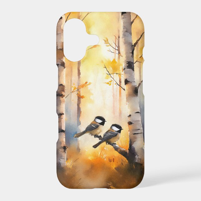 Chickadee Song Birds in an Autumn Forest Case-Mate iPhone Case (Back)