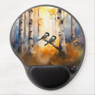 Chickadee Song Birds in an Autumn Forest Gel Mouse Pad