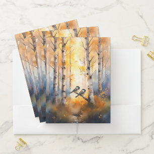 Chickadee Song Birds in an Autumn Forest Pocket Folder