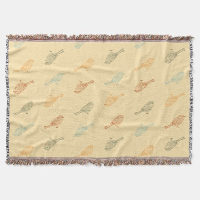 Chickadee Warm Pattern Throw Blanket (Front)