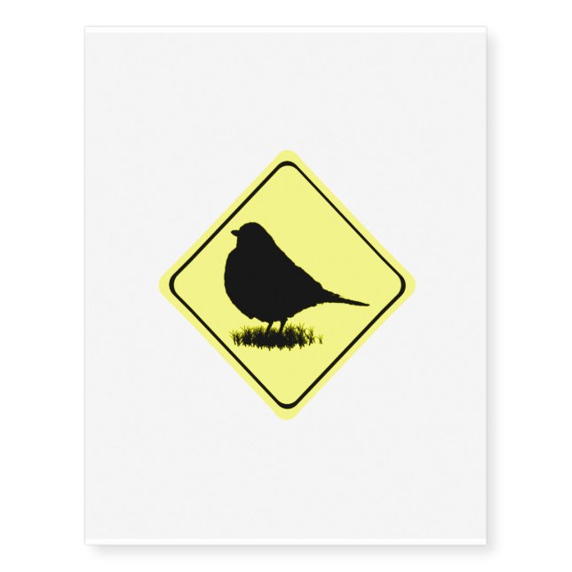 Chickadee Warning Sign Love Bird Watching Temporary Tattoos (Front)
