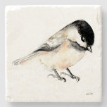 Chickadee Watercolor Art Stone Coaster<br><div class="desc">A tiny and cute chickadee watercolor painting by Jennifer Steffen,  Jenn Steffen Art.</div>