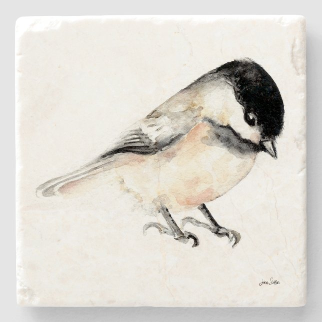 Chickadee Watercolor Art Stone Coaster (Chickadee Watercolor Art Stone Coaster from Jenn's Emporium. )