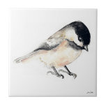Chickadee Watercolor Ceramic Tile<br><div class="desc">A tiny and cute chickadee watercolor painting by Jennifer Steffen,  Jenn Steffen Art.</div>
