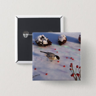 Chickadee Winter Button