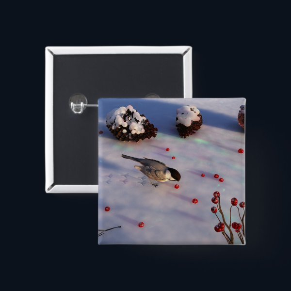 Chickadee Winter Button