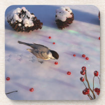 Chickadee Winter Cork Coasters