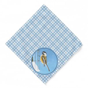 Chickadee Winter Feeder Painting Original Bird Art Bandana