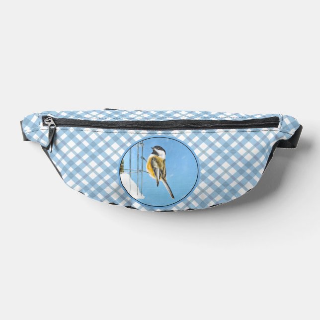 Chickadee Winter Feeder Painting Original Bird Art Fanny Pack (Lay Down)