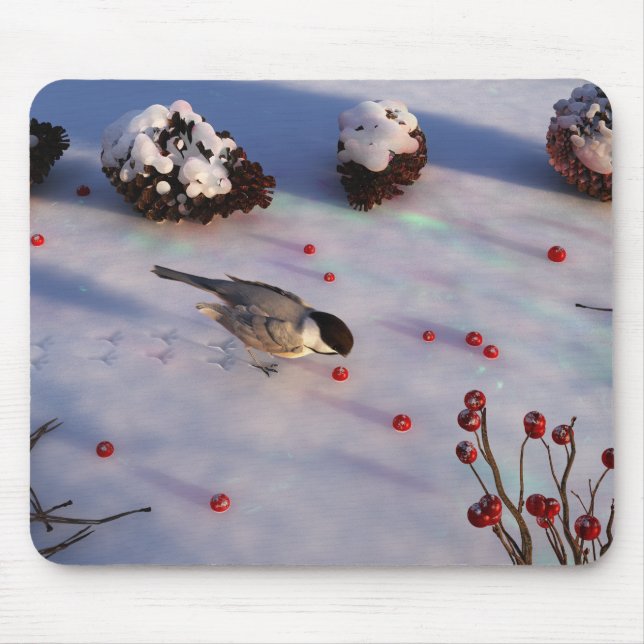 Chickadee Winter Mousepad (Front)