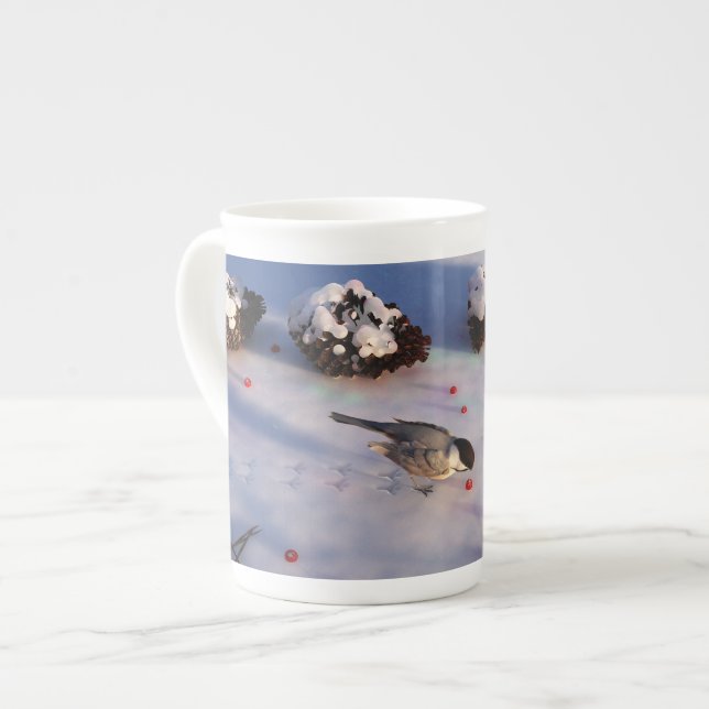 Chickadee Winter Mug (Front Left)
