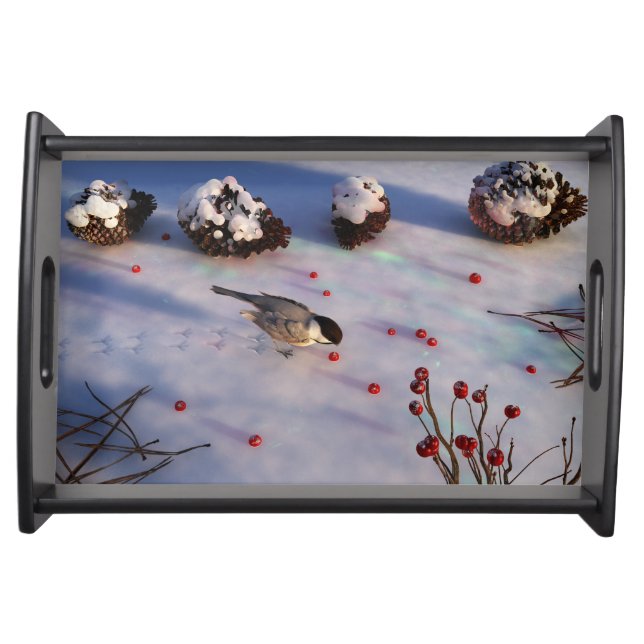 Chickadee Winter Serving Tray (Front)