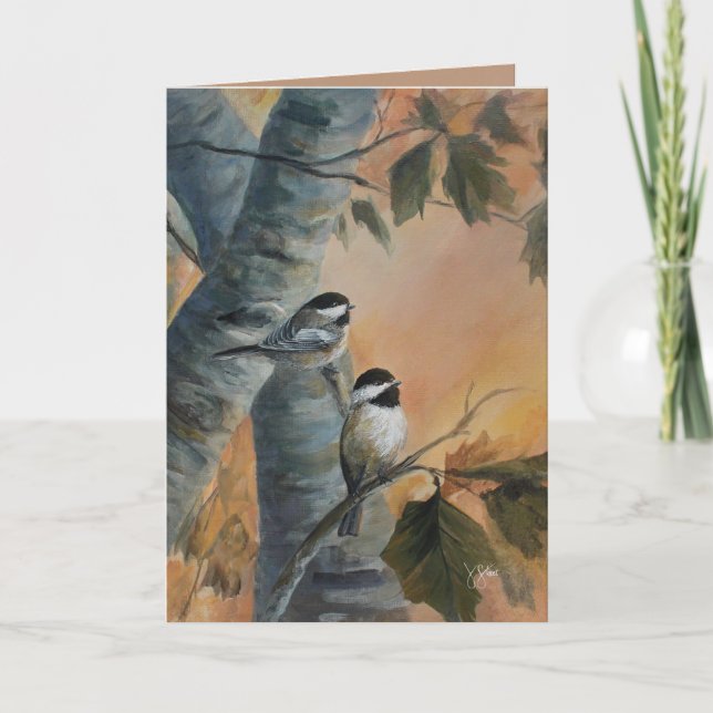 Chickadees 5 x 7  letterpress thank you card (Front)