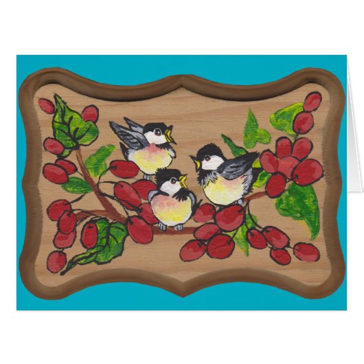chickadees and berries cards (Front Horizontal)