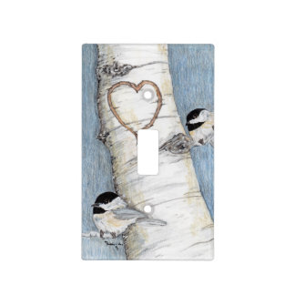 Chickadees and Birch tree switch plate