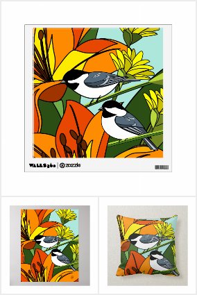Chickadees and Lilies