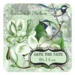 Chickadees and Magnolias Save the Date Stickers
