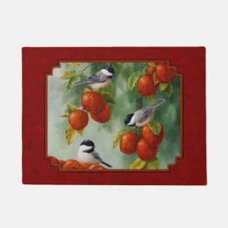 Chickadees Apple Harvest Red Doormat