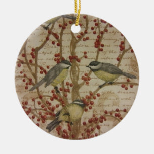 Chickadees Ceramic Ornament