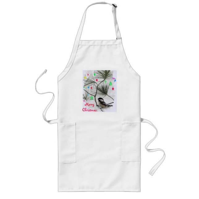Chickadee's Christmas Tree Long Apron (Front)