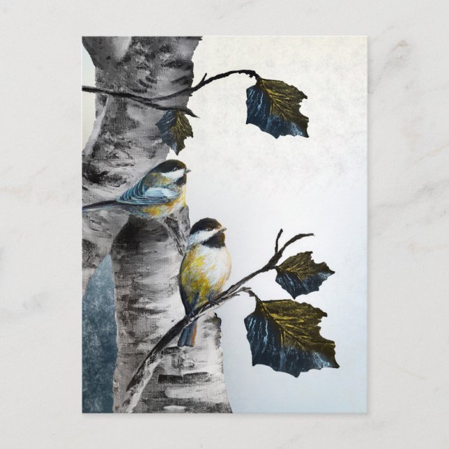 "Chickadees" [Design 2] Small  Postcard (Front)