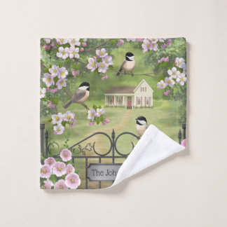 Chickadees Flowers Victorian Farmhouse Bath Towel Set