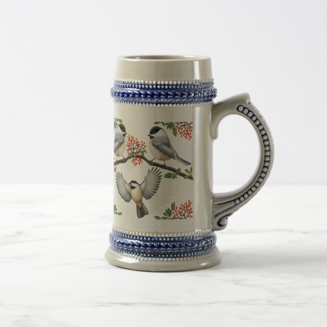 Chickadees in Red Berries Stein (Right)