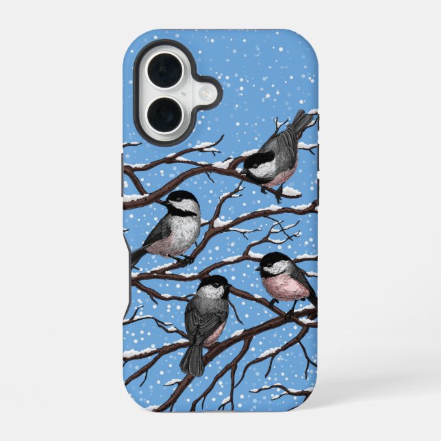 Chickadees in winter iphone case (Back)