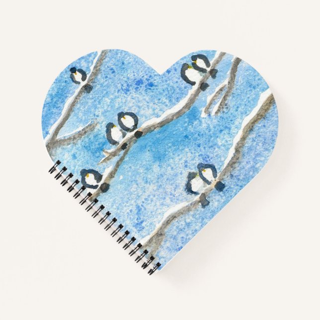 Chickadees on Tree Branches in Winter Snow  Notebo Notebook (Front)