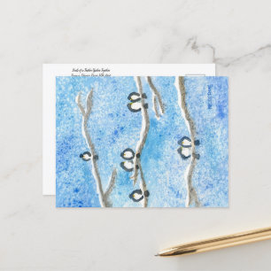 Chickadees on Tree Branches in Winter Snow Postcard